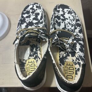 Hey Dude Kids Black & White Patterned Slip-On with Gold Accents